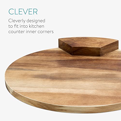 Navaris Corner Countertop Cutting Board - 12.6" x 16.5" Acacia Wood Round Cutting Board - Space Saving Chopping Board for Kitchen Counter Corners