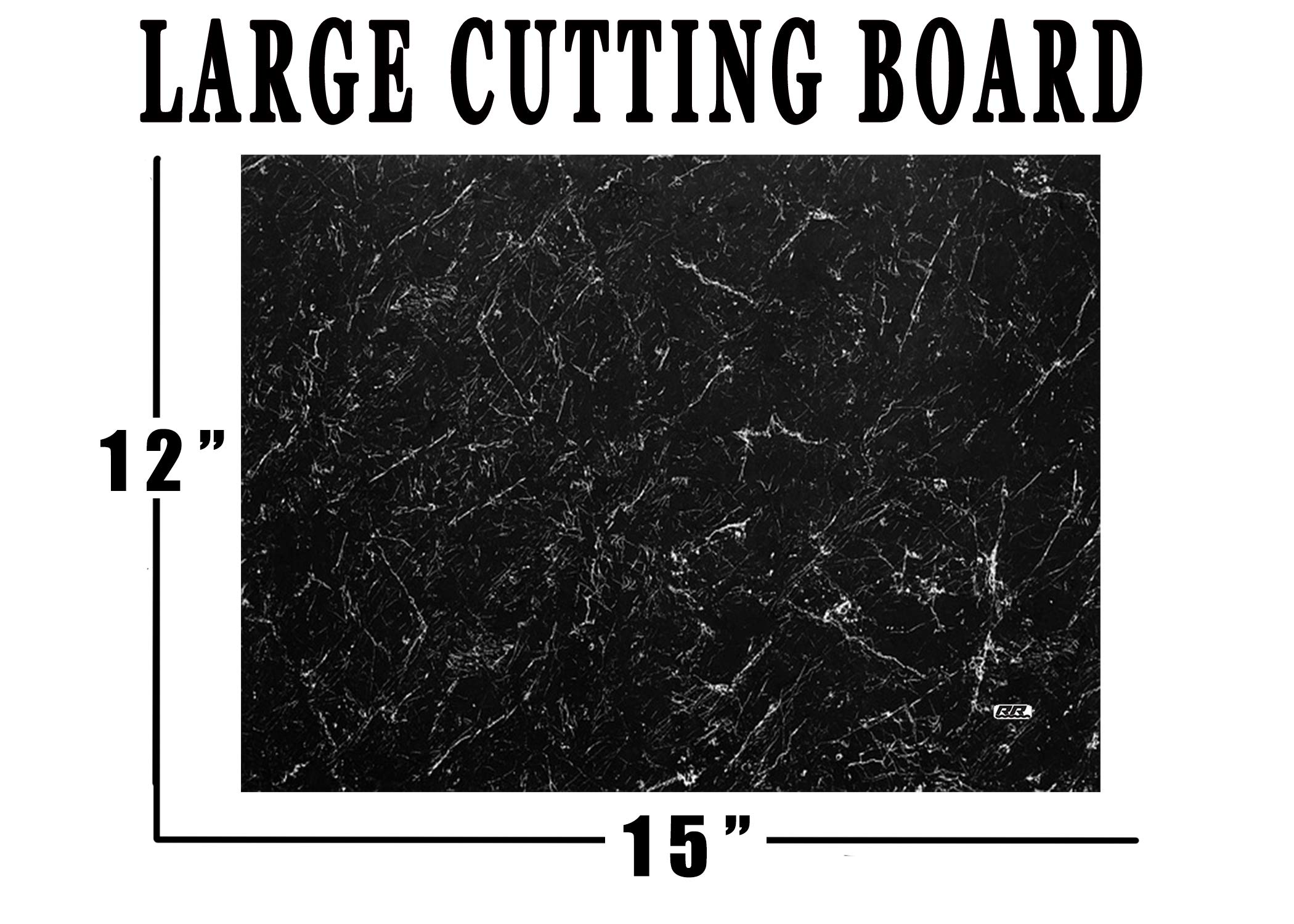 Black Marble Art Kitchen Glass Cutting Board Decorative Gift Abstract Wavy Contrast Design