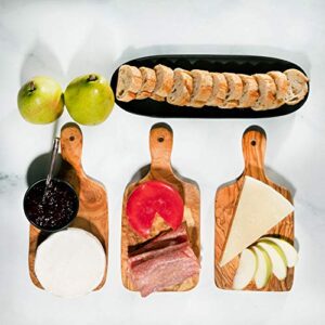 Tramanto Olive Wood Cheese Board Set (10.5 x 4.75 Inches, Olive Wood - 3 Pack)