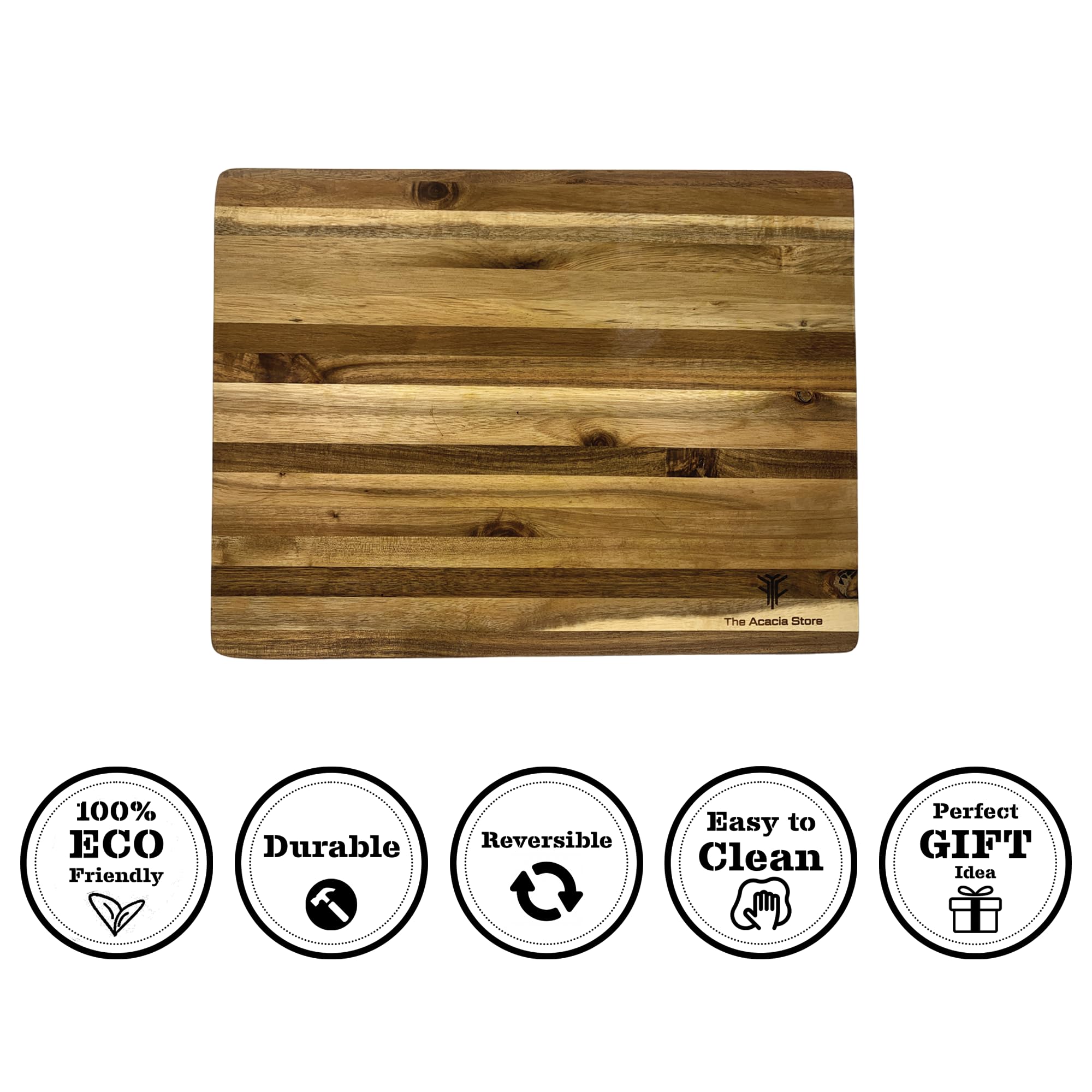 Acacia Wood Rectangular Cutting Board, Made in Vietnam 15.75 x 11.8 x 0.8 Inch