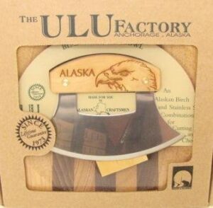 ulu factory alaska ulu birch walnut stripe wood chopping bowl-board eagle head design handle