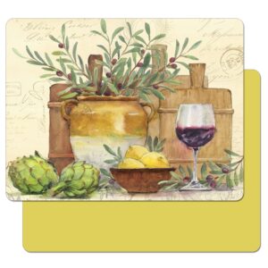 cut n' funnel rustic wine/citrus designer flexible plastic cutting board mat with coordinating solid flex mat 15" x 11.5", made in the usa, decorative, flexible, easy to clean