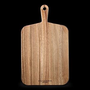 Cole & Mason Barkway Medium Chopping Board with Handle - Wood Chopping Board - Cutting Board for Vegetables, Meat, Fish, Fruit and Cheese - Board with Storage Handle - Acacia, 18" x 10.6"