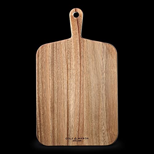 Cole & Mason Barkway Medium Chopping Board with Handle - Wood Chopping Board - Cutting Board for Vegetables, Meat, Fish, Fruit and Cheese - Board with Storage Handle - Acacia, 18" x 10.6"