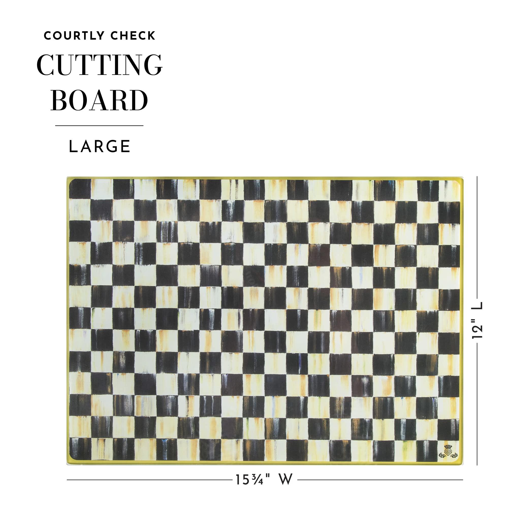 MacKenzie-Childs Courtly Check Large Cutting Board, Tempered-Glass Cutting Board for Kitchen Use