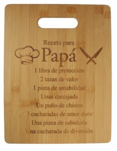 receta para papa recipe dad (spanish) laser engraved bamboo cutting board - wedding, housewarming, anniversary, birthday, father's day, gift for him, for boys, for husband, for them