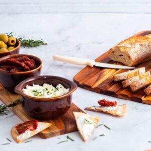 Bread Cutting Board - Teak Wood Serving Tray and Chopping Block - Perfect For Loafs of Bread and Party Spreads (22 x 5 x .55 inches) by Teakhaus