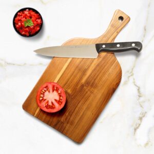 PDSM Teak Cutting Board With Handle | Wooden Chopping & Charcuterie Board | Small Wooden Cutting Boards For Kitchen