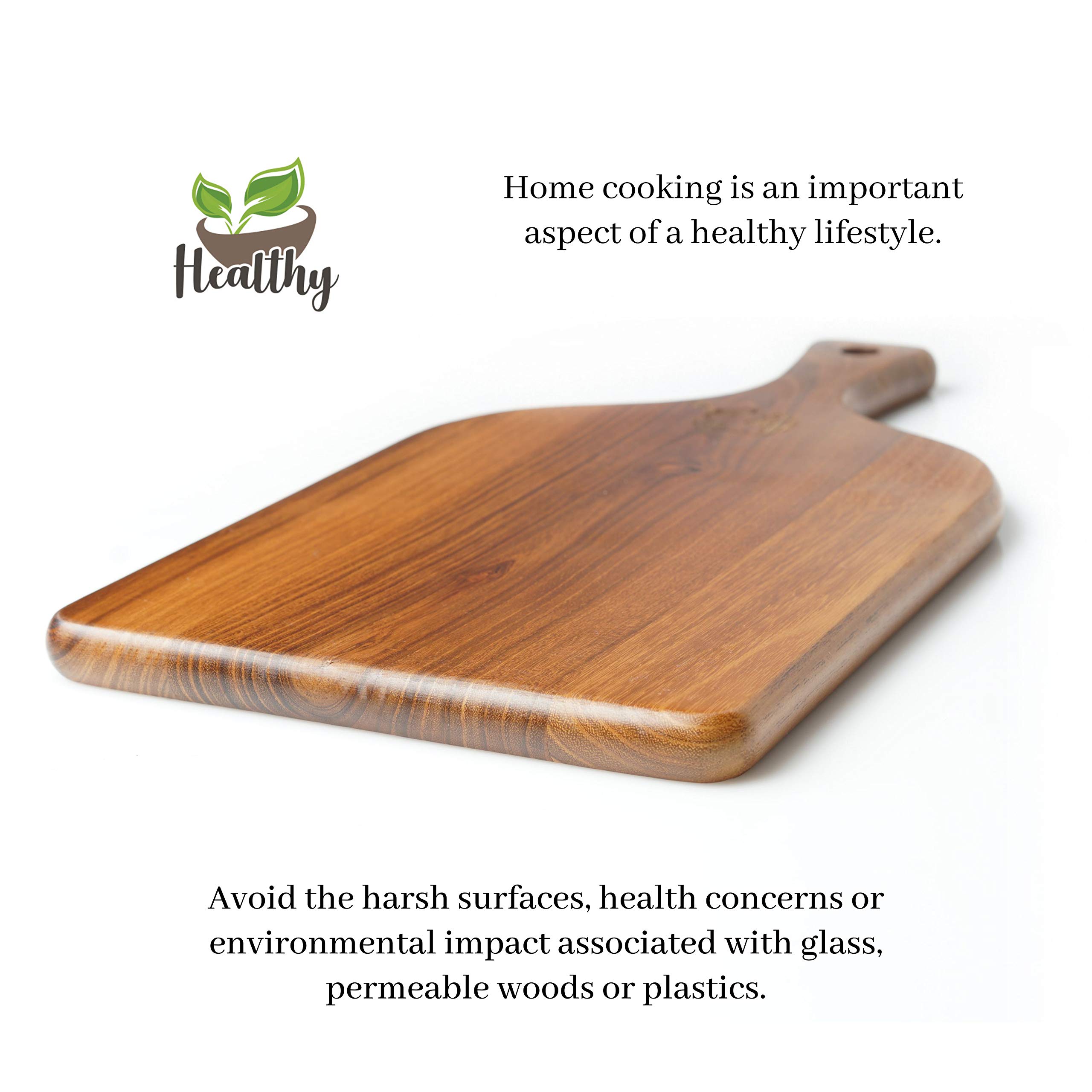 PDSM Teak Cutting Board With Handle | Wooden Chopping & Charcuterie Board | Small Wooden Cutting Boards For Kitchen