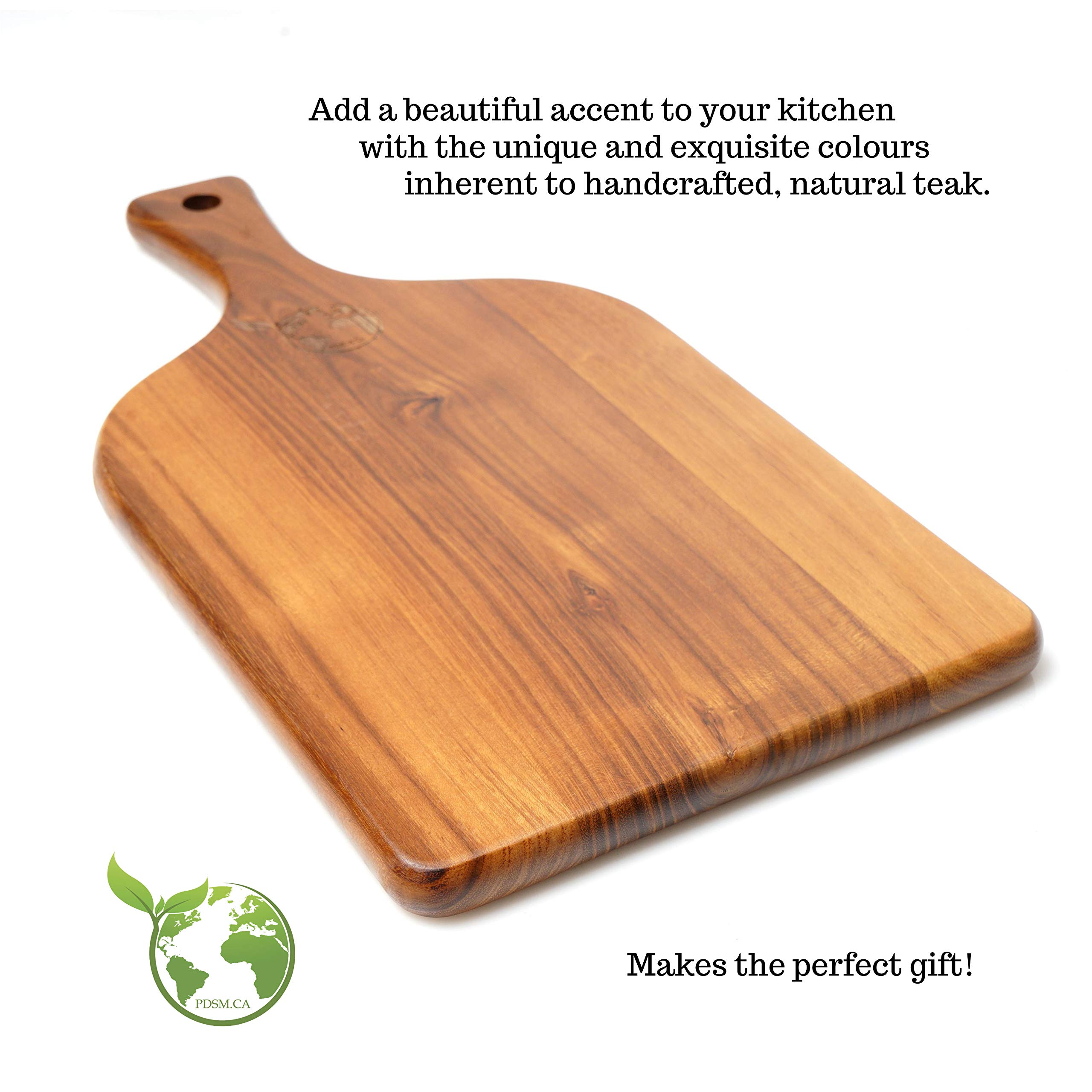 PDSM Teak Cutting Board With Handle | Wooden Chopping & Charcuterie Board | Small Wooden Cutting Boards For Kitchen