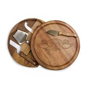 picnic time circo cheese cutting board & tools set, 10.2 x 10.2 x 1.6, warner bro friends central perk - acacia wood