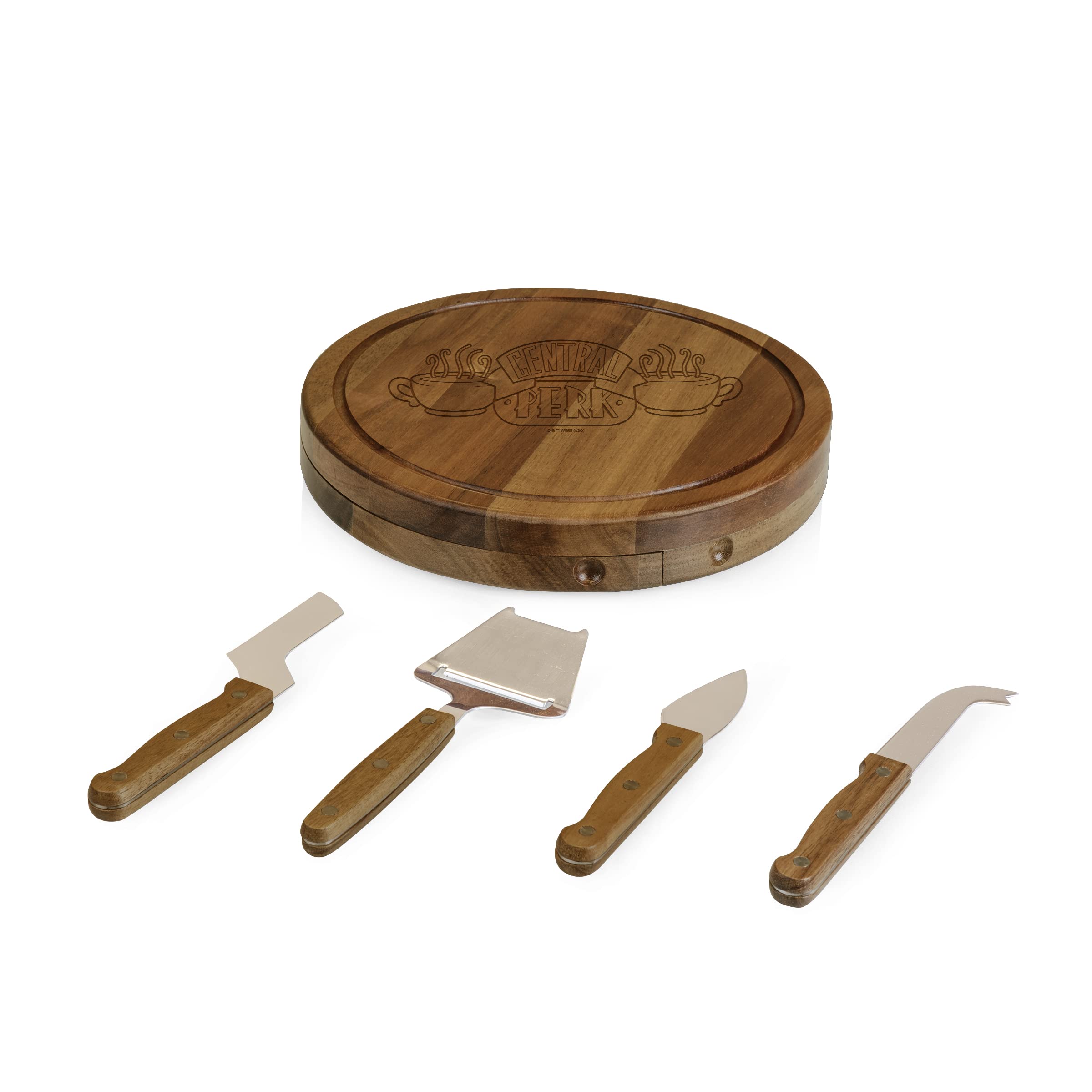 PICNIC TIME Circo Cheese Cutting Board & Tools Set, 10.2 x 10.2 x 1.6, Warner Bro Friends Central Perk - Acacia Wood