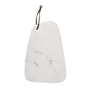 bloomingville marble cutting board with strap, white