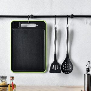 4 in 1 Cutting Board and Defrosting Plate with Knife Sharpener and Garlic Grinder (Black)