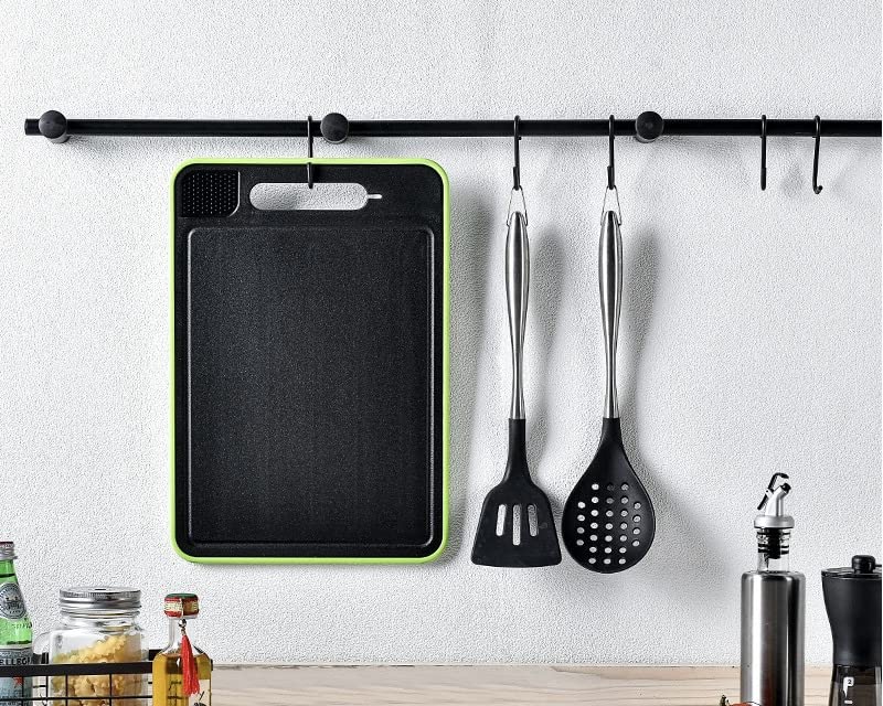 4 in 1 Cutting Board and Defrosting Plate with Knife Sharpener and Garlic Grinder (Black)