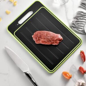 4 in 1 Cutting Board and Defrosting Plate with Knife Sharpener and Garlic Grinder (Black)