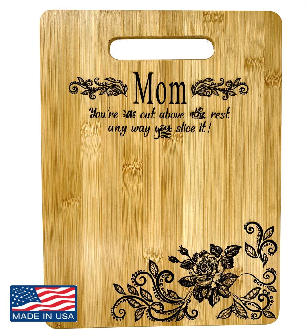 Mother's Gift – Bamboo Cutting Board Design Mom Gift Mother's Day Gift Birthday Christmas Gift Engraved Side For Décor Hanging Reverse Side For Usage (8.75x11.5 Rectangle)