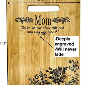 Mother's Gift – Bamboo Cutting Board Design Mom Gift Mother's Day Gift Birthday Christmas Gift Engraved Side For Décor Hanging Reverse Side For Usage (8.75x11.5 Rectangle)