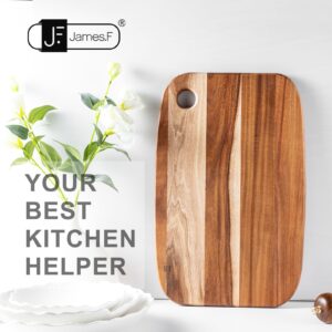 Acacia Wooden Cutting Board,JF JAMES.F Heavy Duty Wood Chopping Boards with Hang Hole, Thick Reversible Cutting Boards Serving Tray for Kitchen, Meat and Cheese Vegetables(18.11 x 11.81 x 0.71 in)