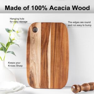 Acacia Wooden Cutting Board,JF JAMES.F Heavy Duty Wood Chopping Boards with Hang Hole, Thick Reversible Cutting Boards Serving Tray for Kitchen, Meat and Cheese Vegetables(18.11 x 11.81 x 0.71 in)