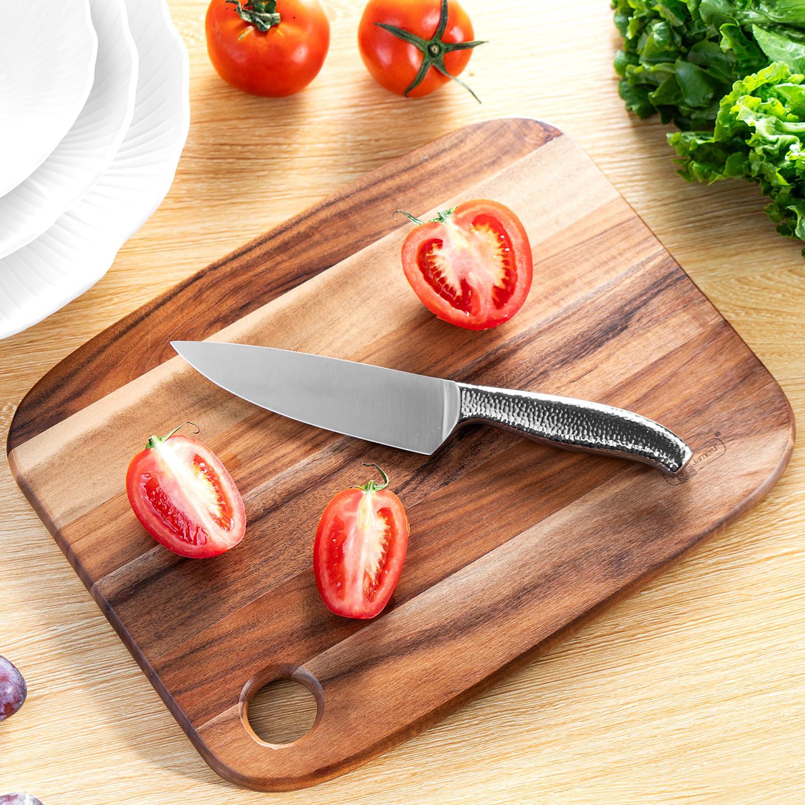 Acacia Wooden Cutting Board,JF JAMES.F Heavy Duty Wood Chopping Boards with Hang Hole, Thick Reversible Cutting Boards Serving Tray for Kitchen, Meat and Cheese Vegetables(18.11 x 11.81 x 0.71 in)