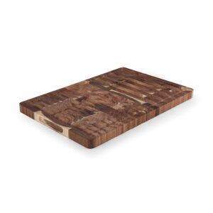 Farberware Thick End Grain Acacia Cutting Board with Juice Groove and Finger Grips, 12x18 Inch