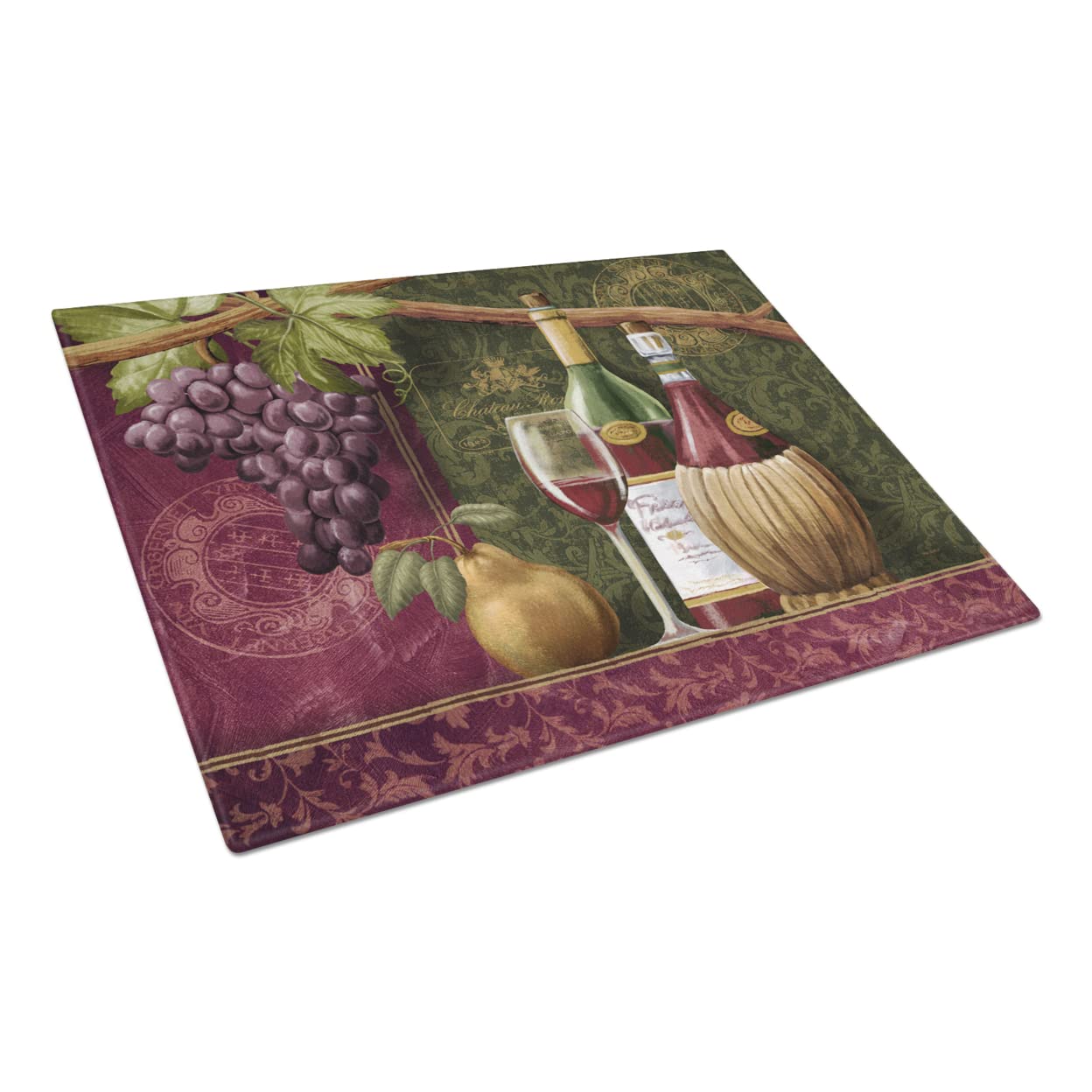 Caroline's Treasures PTW2044LCB Wine Chateau Roma Glass Cutting Board Large Decorative Tempered Glass Kitchen Cutting and Serving Board Large Size Chopping Board