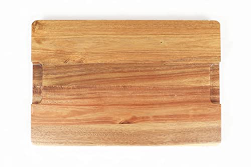 Acacia Wood Cutting Board with Compartments, Cutting Board with Juice Grooves, Charcuterie Board for Meat, Cheese, and Vegetables (Small)