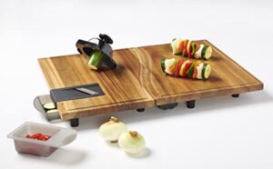 anchor hocking swingboard acacia wood cutting board, 6 piece set, meal prep station