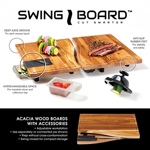 Anchor Hocking SwingBoard Acacia Wood Cutting Board, 6 Piece Set, Meal Prep Station