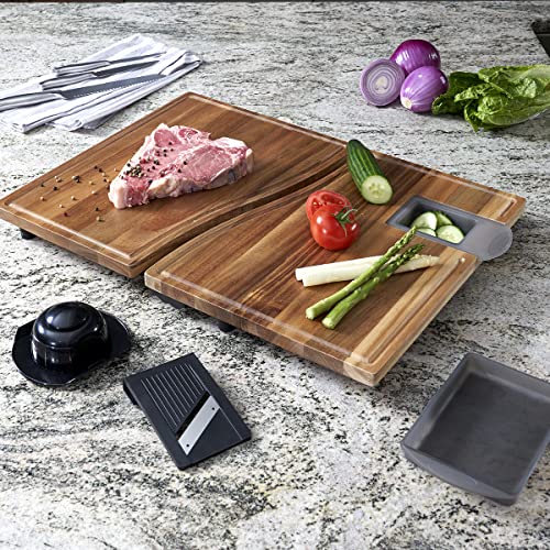 Anchor Hocking SwingBoard Acacia Wood Cutting Board, 6 Piece Set, Meal Prep Station