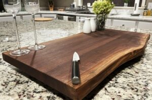 black walnut extra large, gorgeous, full-of-character, forest-to-table solid double live edge wood charcuterie/appetizer/dessert/grazing/serving board. 100% usa handcrafted. 27 x 14 x 1.25"