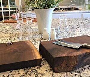 Black Walnut Extra Large, Gorgeous, Full-of-Character, Forest-to-Table Solid Double Live Edge Wood Charcuterie/Appetizer/Dessert/Grazing/Serving Board. 100% USA Handcrafted. 27 x 14 x 1.25"