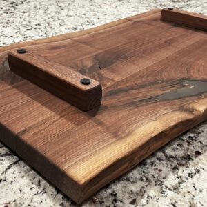 Black Walnut Extra Large, Gorgeous, Full-of-Character, Forest-to-Table Solid Double Live Edge Wood Charcuterie/Appetizer/Dessert/Grazing/Serving Board. 100% USA Handcrafted. 27 x 14 x 1.25"