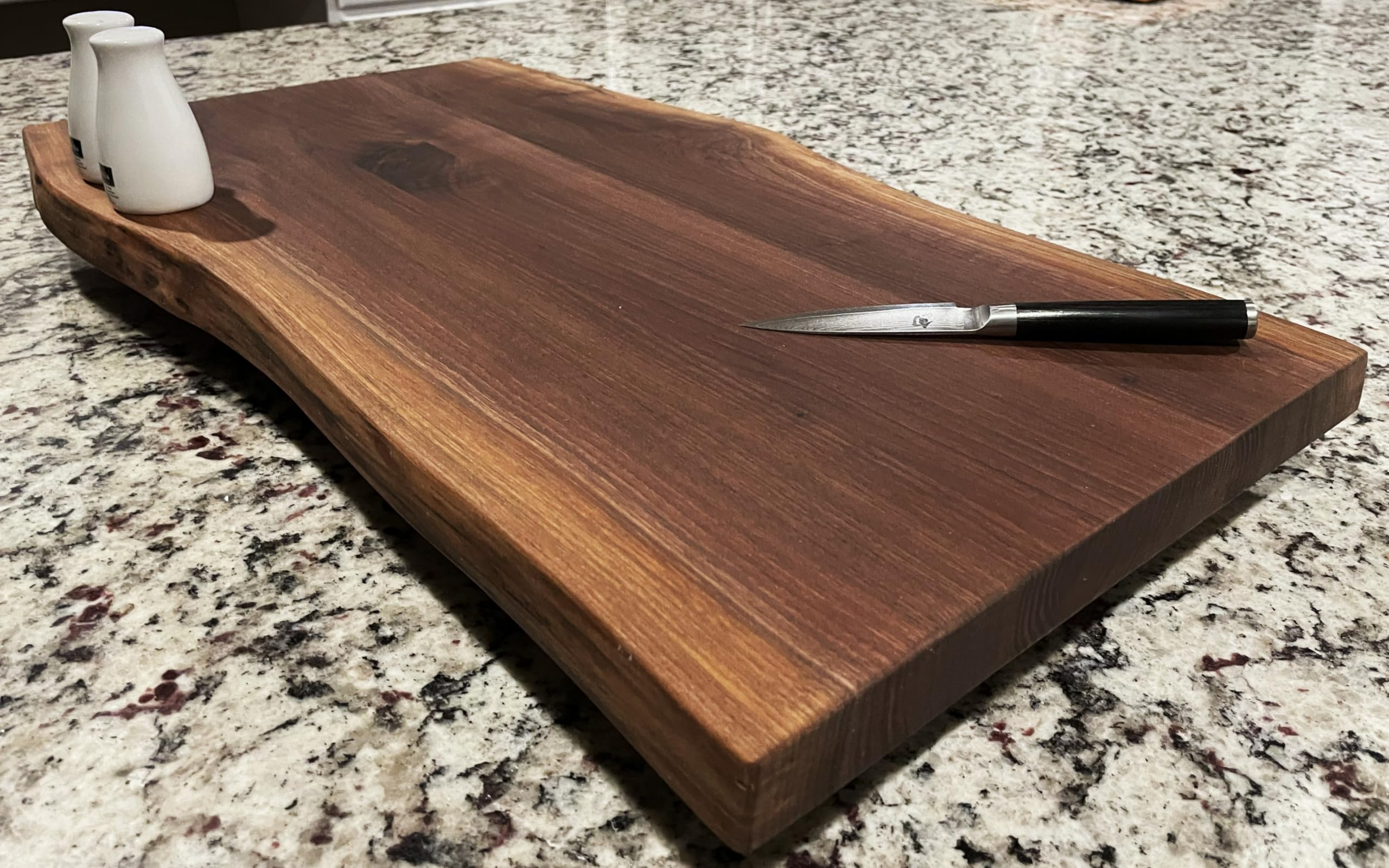 Black Walnut Extra Large, Gorgeous, Full-of-Character, Forest-to-Table Solid Double Live Edge Wood Charcuterie/Appetizer/Dessert/Grazing/Serving Board. 100% USA Handcrafted. 27 x 14 x 1.25"