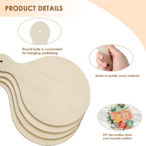 Linkidea 12 Pack Mini Wooden Cutting Board Craft with Handle Bulk Pack, Wholesale Multi-Pack Kitchen Board Cooking Butcher Block, DIY Home Cooking Vegetables Decor (Round, 9" x 6¼")