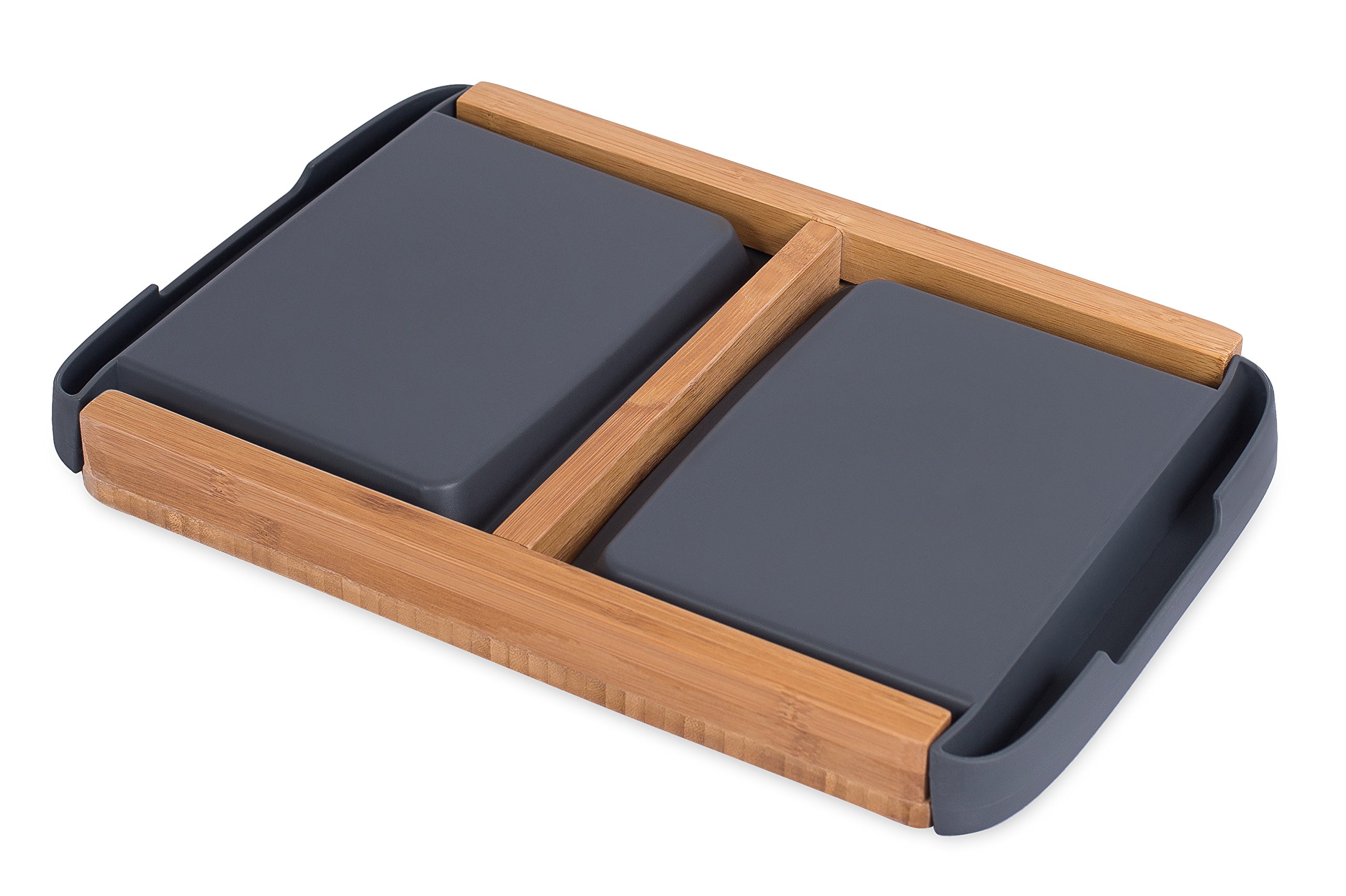 Internet’s Best Bamboo Cutting Board with Removable Drawer - Prep Storage - Chopping Slicing Wood Block Kitchen Board