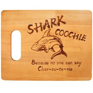 shark coochie board, charcuterie board, wooden engraved smooth cutting board portable easy to clean funny meat and cheese board for kitchen camping picnic (shark 27x21)