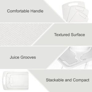 Cutting Boards for Kitchen Gray Plastic Chopping Board with Handles Set of 3 Juice Groove Dishwasher Safe BPA Free Stackable