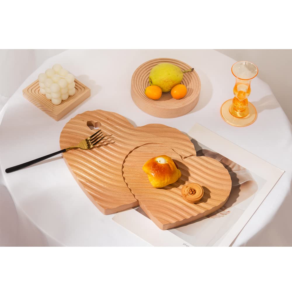 Decorative Wood Cutting Board,Double Heart Bread Cutting Board Wooden Charcuterie Board Wooden Chopping Boards For Kitchen Decor Home Shelf Party Dishes(14.2x9.5"in)