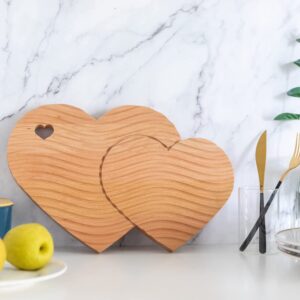 Decorative Wood Cutting Board,Double Heart Bread Cutting Board Wooden Charcuterie Board Wooden Chopping Boards For Kitchen Decor Home Shelf Party Dishes(14.2x9.5"in)