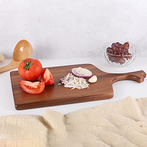 Royalling Acacia Cutting Board with Handle,Wooden Kitchen Chopping Boards for Meat, Cheese, Bread, Vegetables &Fruits (Acacia, 15.7 x 7.9 in)