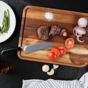 Cole & Mason Berden Large Chopping & Carving Board - Wood Cutting Board - Chopping Board with Juice Channel for Meats, Vegetables and Fruits - Reversible Serving Platter - Acacia, 18.5" x 13.5"