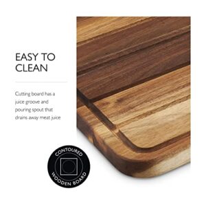 Cole & Mason Berden Large Chopping & Carving Board - Wood Cutting Board - Chopping Board with Juice Channel for Meats, Vegetables and Fruits - Reversible Serving Platter - Acacia, 18.5" x 13.5"