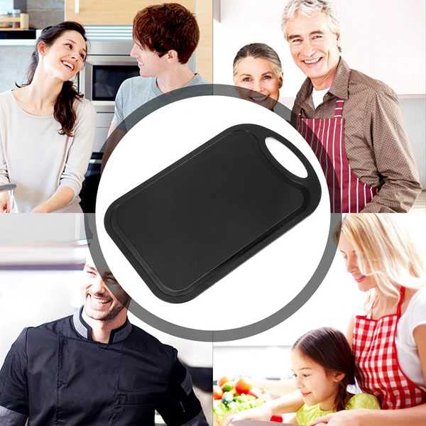 Spacesea Plastic Chopping Block Meat Vegetable Cutting Board Non-Slip Anti Overflow With Hang Hole Chopping Board Black