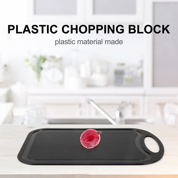 Spacesea Plastic Chopping Block Meat Vegetable Cutting Board Non-Slip Anti Overflow With Hang Hole Chopping Board Black