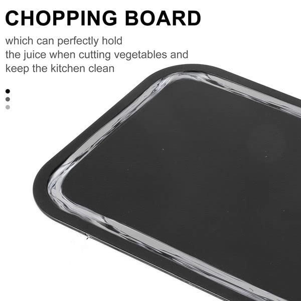 Spacesea Plastic Chopping Block Meat Vegetable Cutting Board Non-Slip Anti Overflow With Hang Hole Chopping Board Black