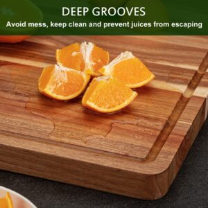 Acacia Wood Cutting Board 24x18 inch, Butcher Block Cutting Board with Handle Juice Groove for Kitchen, Extra Large Charcuterie Boards Chopping Board