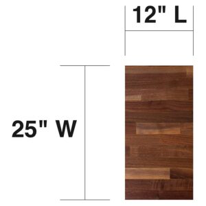 John Boos WALKCT-BL1225-O 1.5" Thick 12 x 25 Inch Blended Walnut Solid Wood Space Saving Countertop Island Charcuterie Board Butcher Chopping Block