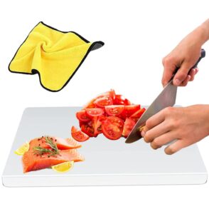 acrylic cutting boards for kitchen counter clear lip,clear cutting board for countertop with lip,anti slip clear cutting board for kitchen countertop protector (18×16in)